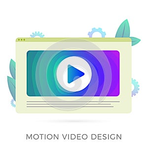 Motion video graphic design studio flat vector icon. Video editor app for create video content for vlog, advertising industry film