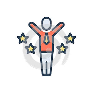 Color illustration icon for Motivated, induce and confident photo