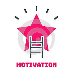 Motivation concept career ladder star icon business strategy development design and management leadership idea
