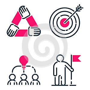 Motivation concept chart pink icon business strategy development design and management leadership teamwork growth