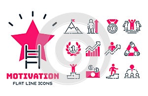Motivation concept chart pink icon business strategy development design and management leadership teamwork growth