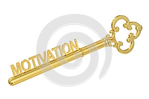 Motivation concept with golden key, 3D rendering