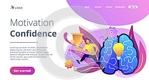 Motivation and confidence concept landing page.