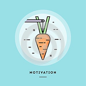 Motivation, flat design thin line banner. Vector illustration.
