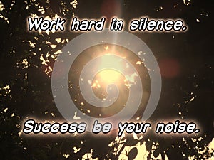 Motivation inspiration quote - Work hard in silence. Success be your noise.