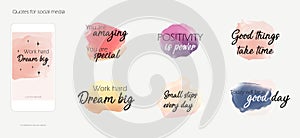 Motivation inspiration quotes for Instagram, Pinterest, Facebook ad social media story blog feed post boost, watercolor