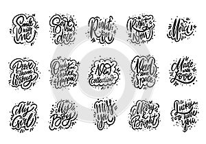 Motivation lettering phrases collection set. Hand drawn vector illustration.