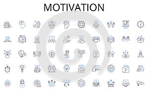 Motivation line icons collection. Typography, Layout, Navigation, Responsive, Usability, Color, Accessibility vector and photo