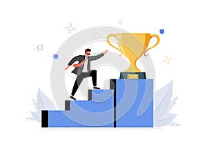 Motivation to drive success, achievement or reward motivate employee to improve and succeed, benefit prize award concept