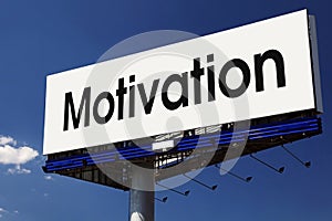 Motivation word on billboard.