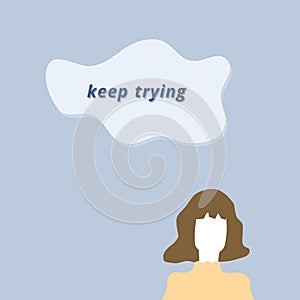 Motivational abstract illustration of an unnamed girl on a blue background