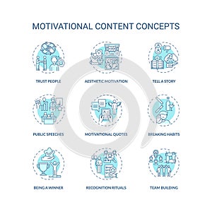 Motivational content concept icons set