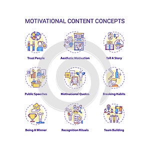 Motivational content concept icons set
