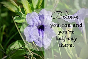 Motivational and Inspiration quote - Believe you can and you're halfway there.