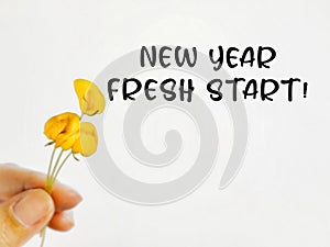 Motivational and Inspirational Concept - New year fresh start text background.