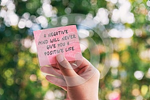 Life Motivational and inspirational quotes - A negative mind will never give you a positive life