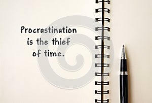 Life Motivational and inspirational quotes - Procrastination is the thief of time photo