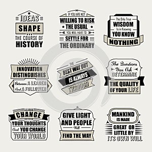 Motivational and inspirational quotes set