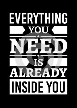 Motivational poster. Everything You Need is Already Inside You. Home decor for good self-esteem