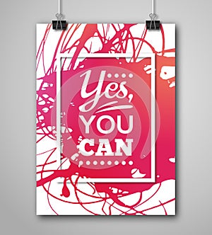 Motivational Poster Square Frame with Paint Splash