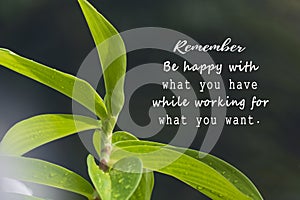 Motivational quote with fresh green nature and blurred leaf background.