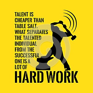 Motivational quote. Success. Talent is cheaper than table salt.