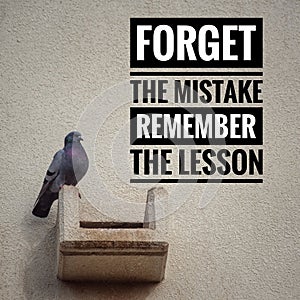 Motivational Quote on sunset background - Forget the mistake remember the lesson.