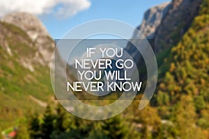 Motivational quotes - If you never go you will never know
