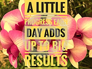 Motivational quotes on nature background a little progress each day adds up to big result