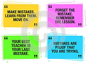 Motivational Quotes Related to the Mistakes, Making mistakes is not bad. Modern Motivational and colorful graphical