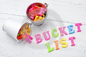 Motivational resolution, ambitious wish and achieve important goals concept with buckets of letters and the text