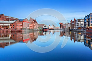 Motlawa river in Gdansk at dusk, Poland