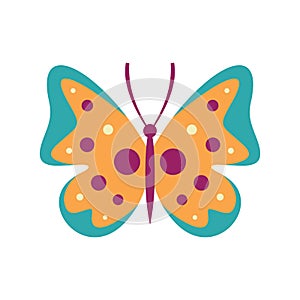 Motley butterfly icon in flat style