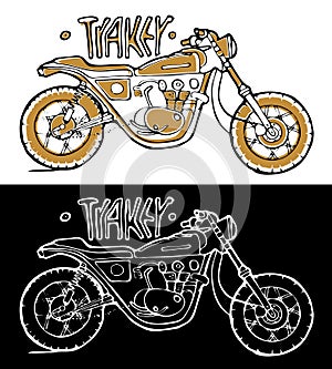 Moto bike icon. Cafe racer.