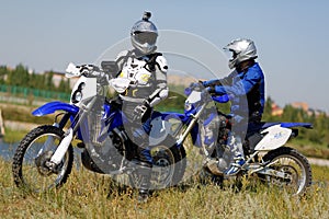 Moto biker driving enduro bike