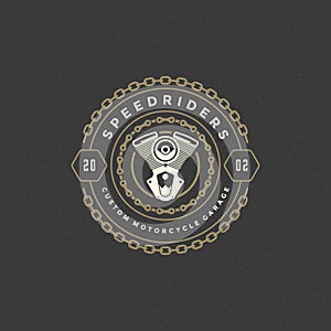 Moto club logo template vector design element vintage style