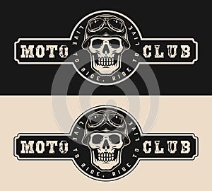 Moto club vintage monochrome emblem