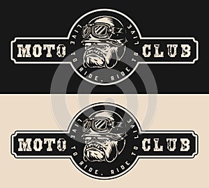 Moto club vintage monochrome label