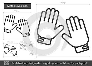 Moto gloves line icon.