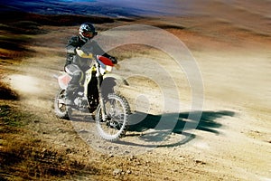 Moto racer in movement