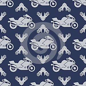 Moto sport seamless pattern with motocycle