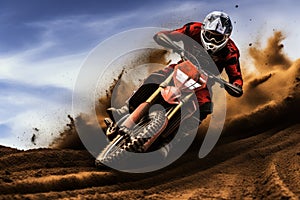 Motocross crossing dirt. Generate Ai