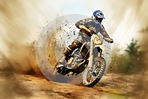 Motocross crossing riding. Generate Ai