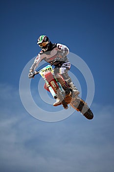Motocross dirtbike in the air photo