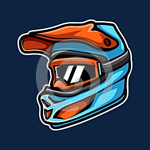 motocross dirtike helmet isolated colored drawing line art style design photo