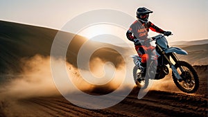 Motocross driver with mx bike on a dirt track. Extremely detailed and realistic high resolution concept design illustration