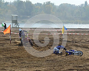 Motocross: fall on the track