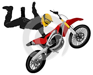 Motocross jump graffiti style isolated vector illustration