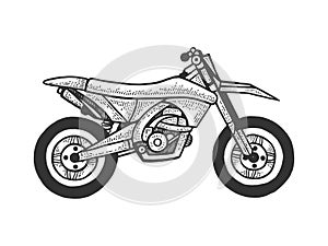 Motocross motorcycle sketch engraving vector