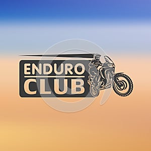 Motocross race enduro extreme motorcycle driver logo monochrome illustration photo